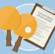 Kreuzende Tischtennisschläger mit Regelwerk: Spielerische Regeln auf Deutsch erkunden.