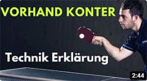 Vorhand Konter Technik: Tischtennis Anleitung mit dynamischem Actionbild und fokussiertem Spieler.
