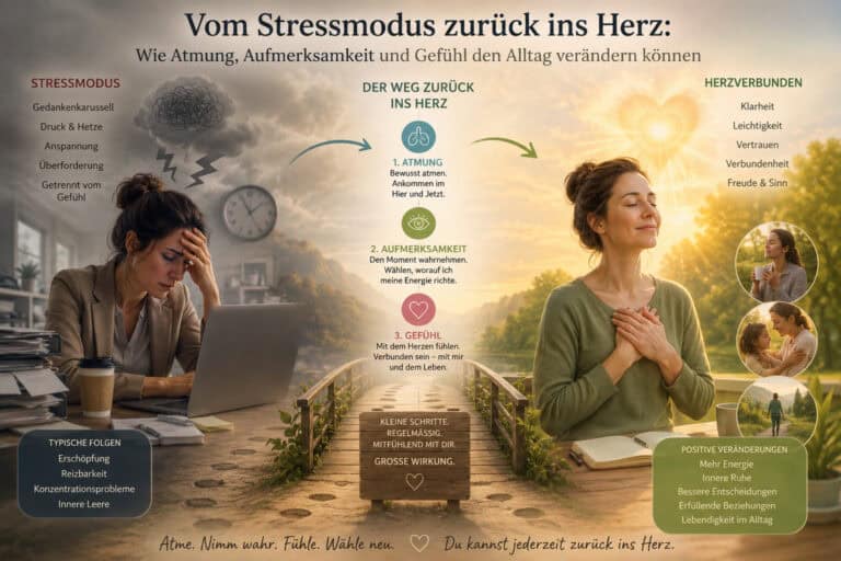 Frau entspannt bei Meditation, um Stress abzubauen und das Herz zu stärken.