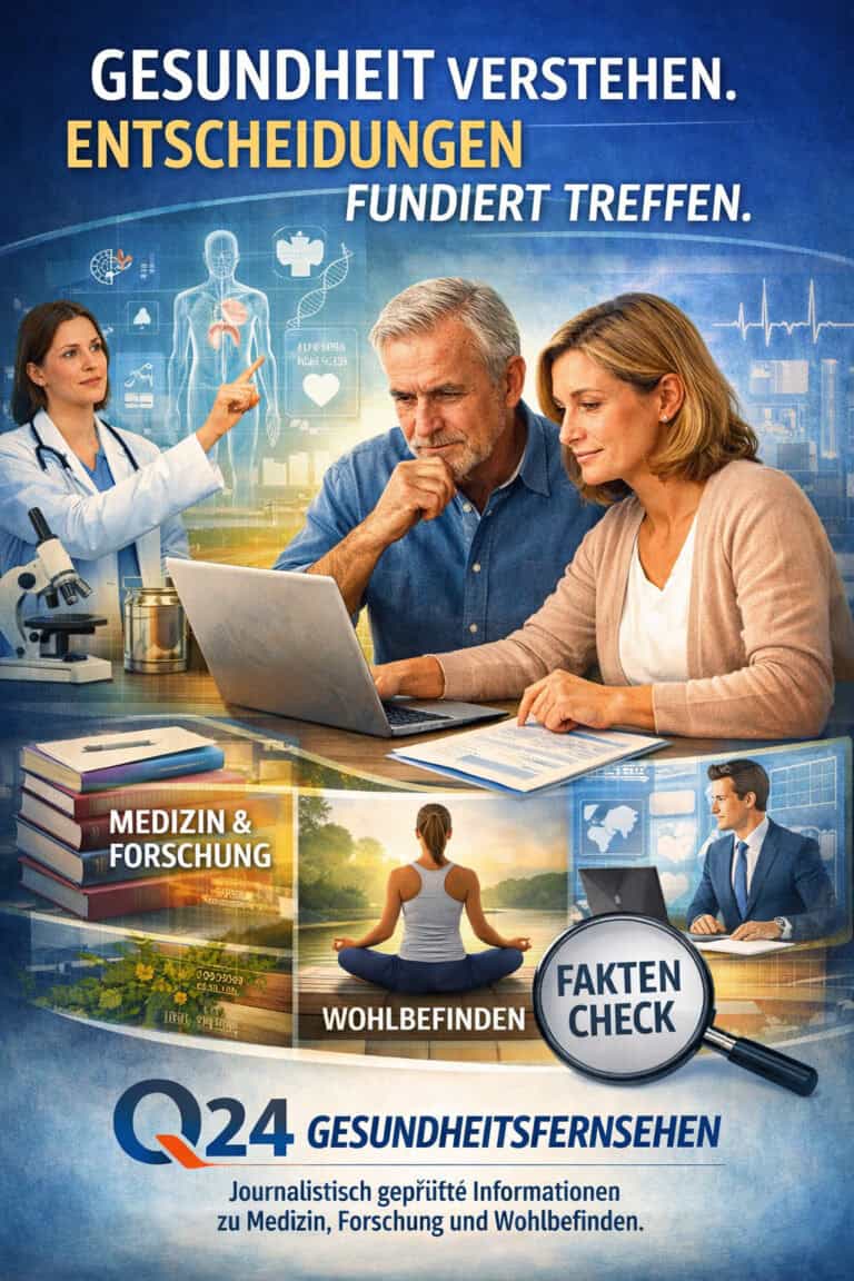 Arztgespräch mit älterem Paar vor Laptop, Gesundheitsinformationen im Hintergrund.