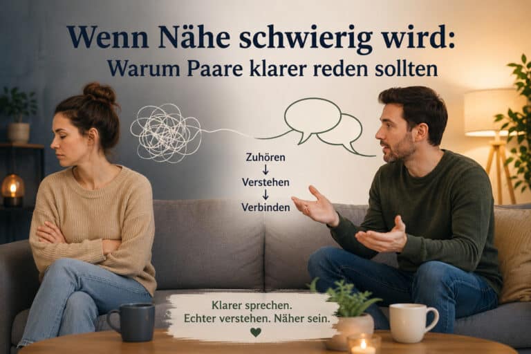 Paar im Gespräch über Kommunikation und Verständnis, symbolisch für Beziehungsberatung.