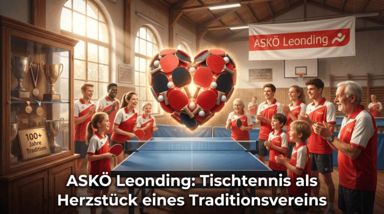 Gruppe von Tischtennisspielern im Verein ASKÖ Leonding, Österreich.