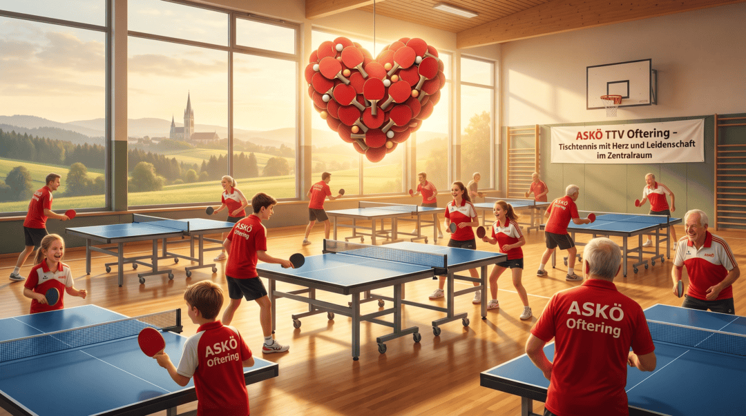 Tischtennisspieler beim Training im ASKÖ TTV Oftering mit Herz und Leidenschaft.