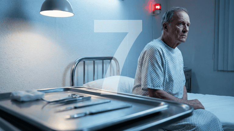 Älterer Mann im Krankenhausbett.