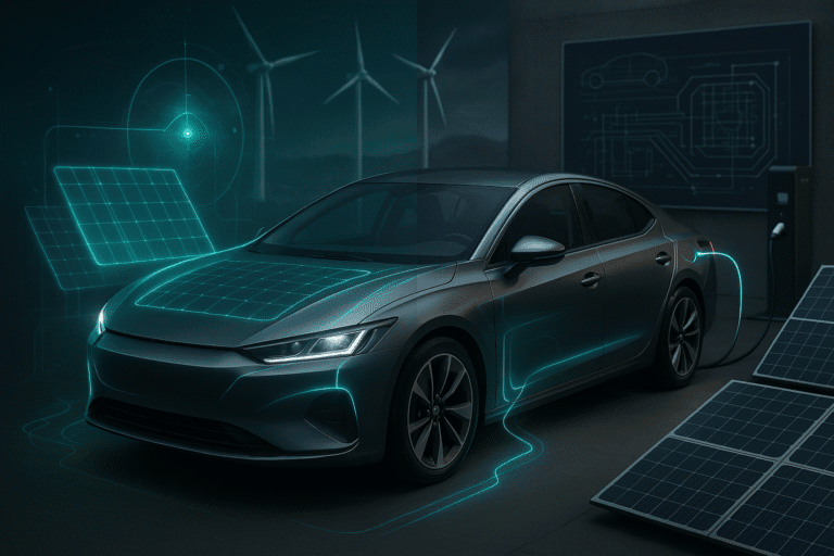 Elektroauto mit Solar- und Windenergie, umweltfreundliche Mobilität in Linz & Umgebung.