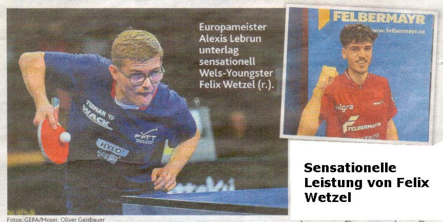 Sensationell Felix Wetzel schlägt Alexis Lebrun mit 3:2!