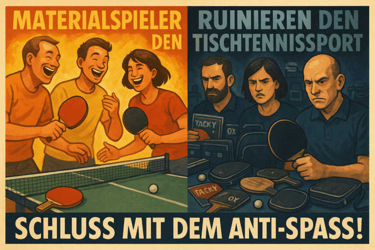 Tischtennis Spaß versus Wettkampf: Freude bei Spielen oder Frustration durch Ausrüstung.