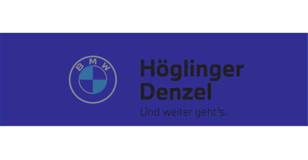 Höglinger Denzel BMW-Partner: Fortschritt, Dynamik und Präzision auf tiefblauem Hintergrund.