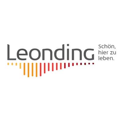 Leonding-Logo: Moderne Stadt mit herzlichem Wachstum und Lebensqualität.