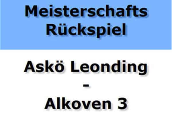 Askö Leonding vs Alkoven 3: Rückspiel der Meisterschaft, minimalistisches Plakat in Blau und Weiß.