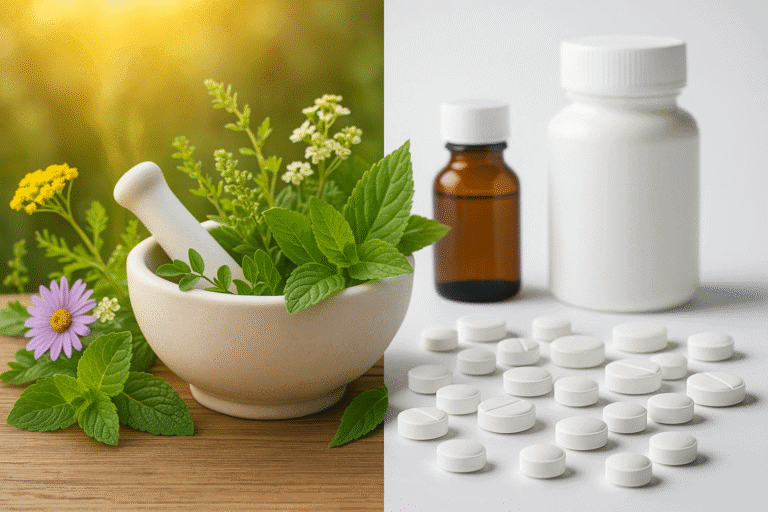 Kräuter, Heilpflanzen und Medikamente gegen Beschwerden, Naturheilkunde.