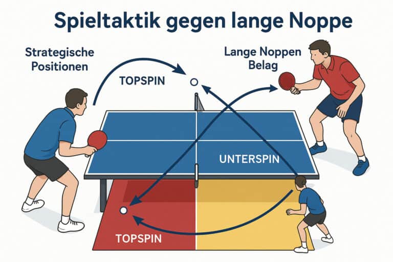 Tischtennis-Taktik mit langen Noppen, Topspin und Unterschnitt für Profispieler.