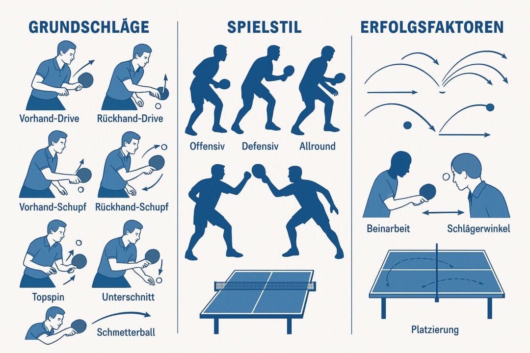 Tischtennis-Spieltechnik, Schläger und Tisch in Linz, Österreich.