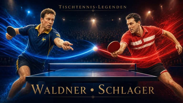 Tischtennis-Spieler in Aktion bei einem Match in Linz, Österreich.