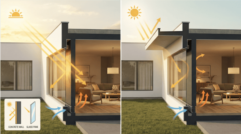 Haus mit Solarpanelen und Wärmerückgewinnung für nachhaltiges Wohnen.