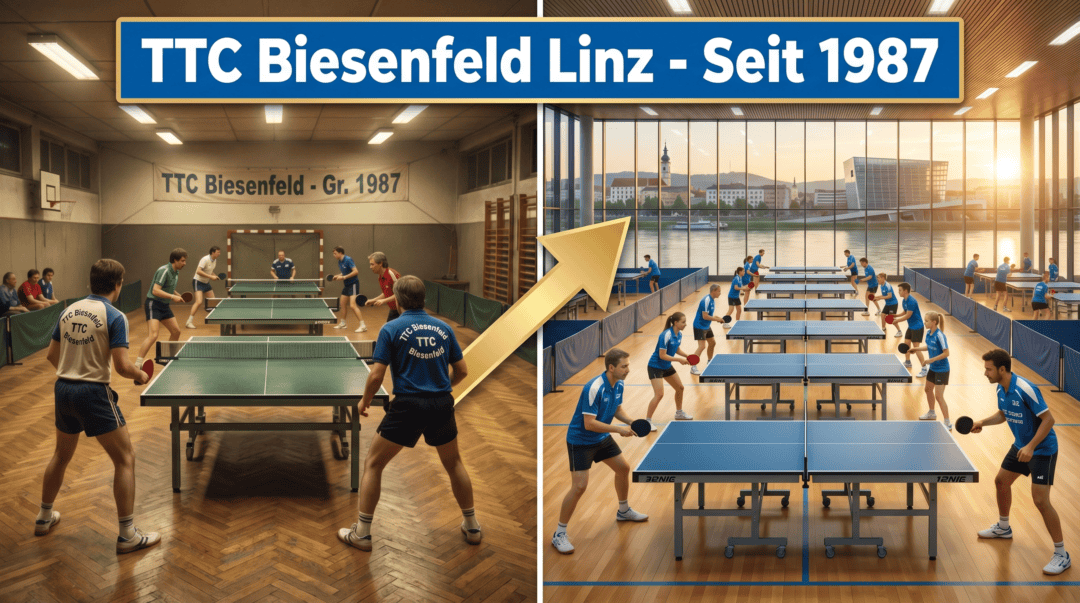 Tischtennisspieler in Leonding bei einem Training im Turnverein.