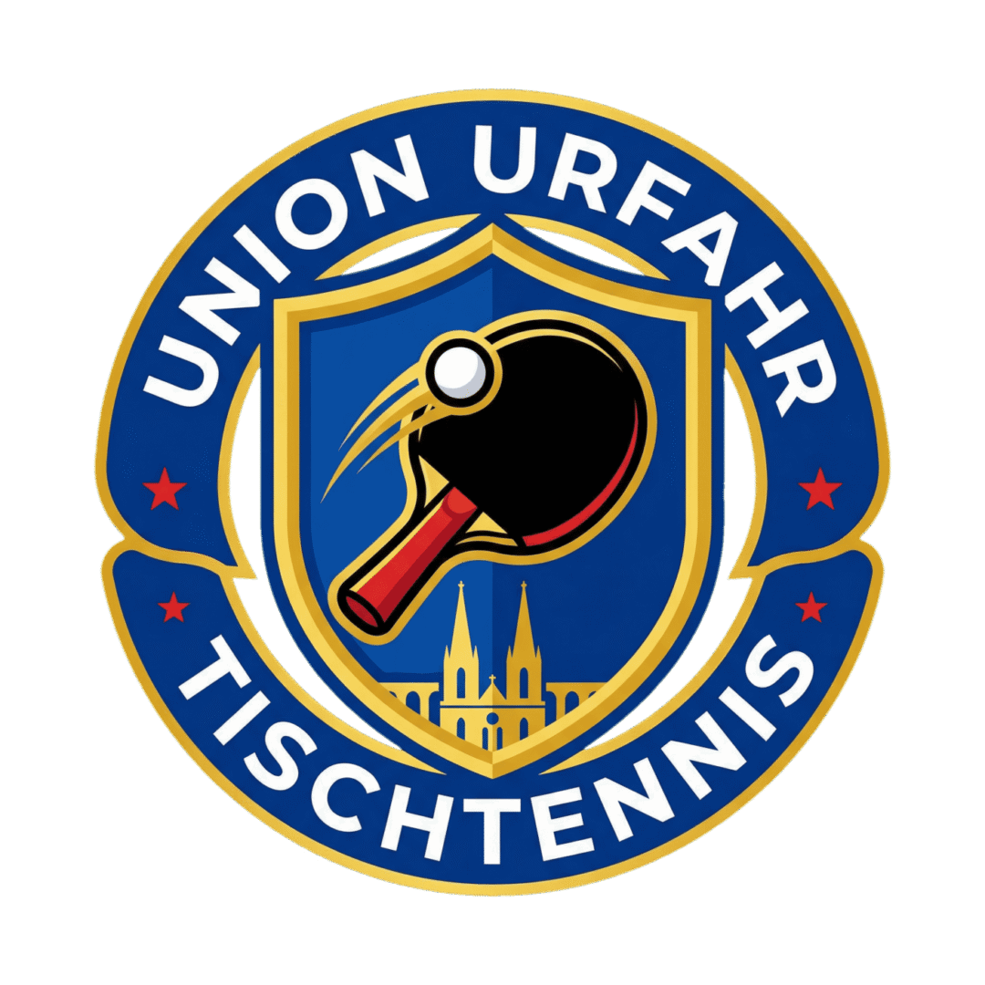 Union Urfahr Tischtennis-Logo mit Schläger und Ball, Leonding.